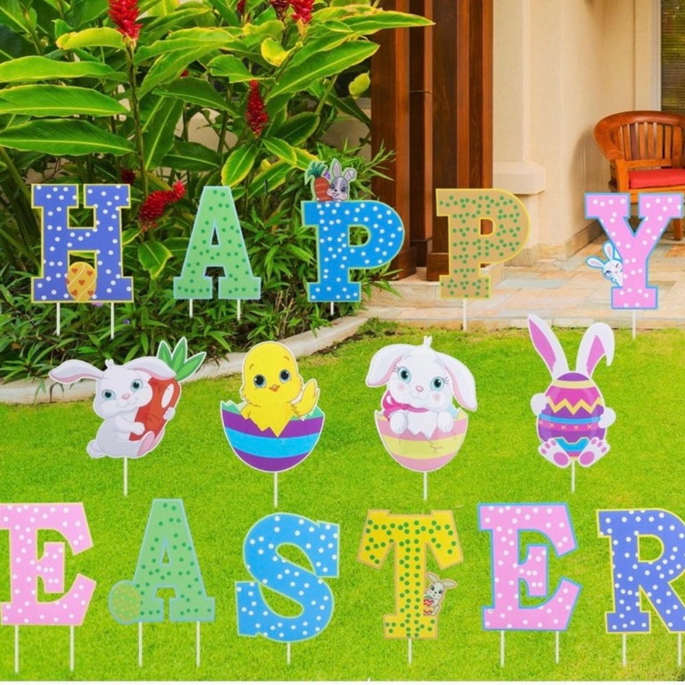 HAPPY EASTER Yard Decorations 
Easter Egg Bunny Chick
Letters for Easter
2 Sets!